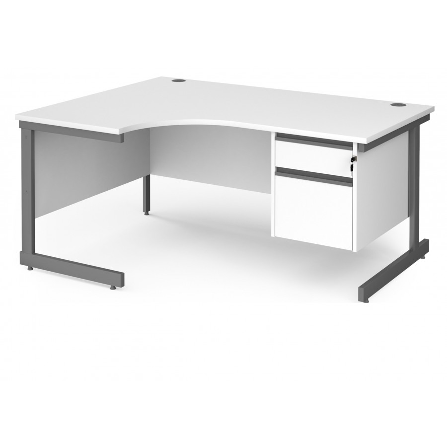 Contract Cantilever Ergonomic Desk with Two Drawer Pedestal